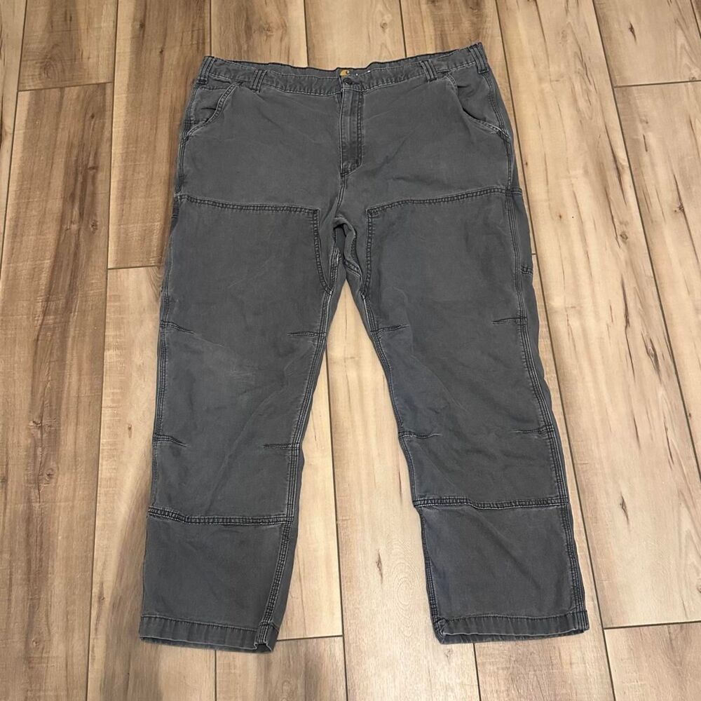 Carhartt Double Front Work Pants Grey Relaxed Fit 42x30 Faded Rugged